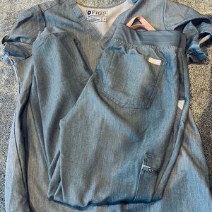 Figs Womens Heather Denim Scrub Set